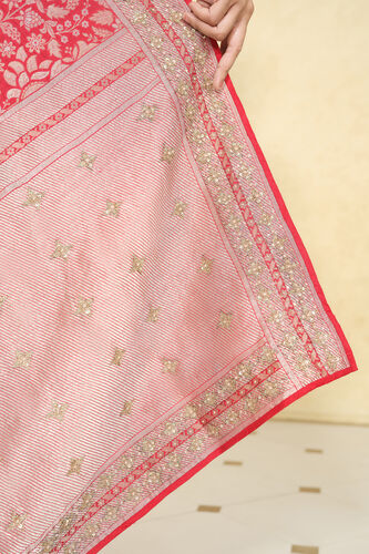 Bhaanavi Handwoven Benarasi Silk Saree, Red, image 9
